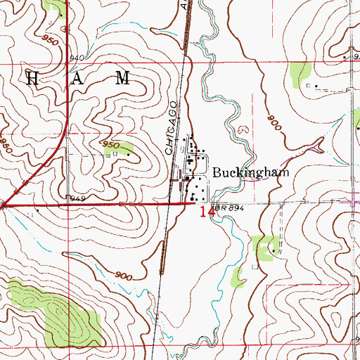 Topographic Map of Buckingham (historical), IA