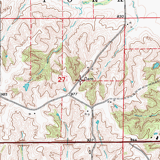 Topographic Map of Dvorak Cemetery, IA