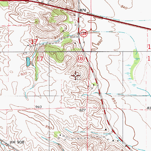 Topographic Map of Butlerville Cemetery, IA