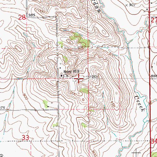 Topographic Map of Rose Hill Cemetery, IA