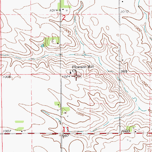 Topographic Map of Pleasant Hill Cemetery, IA