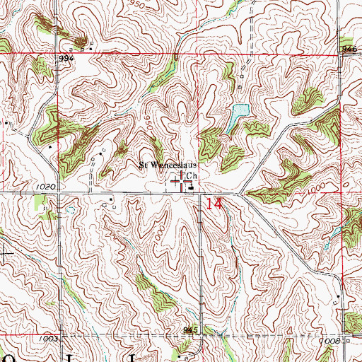 Topographic Map of Saint Vaclav Catholic Cemetery, IA