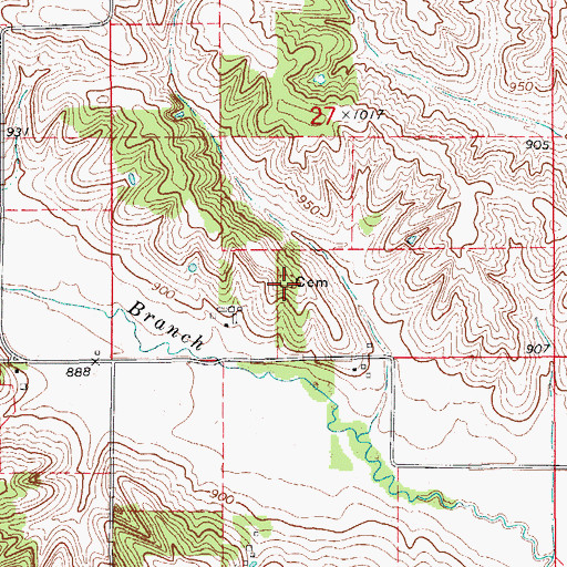 Topographic Map of Wiese Cemetery, IA