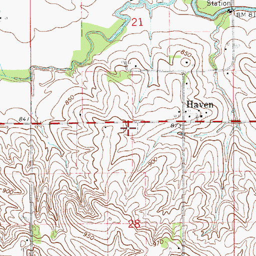 Topographic Map of Haven Cemetery, IA