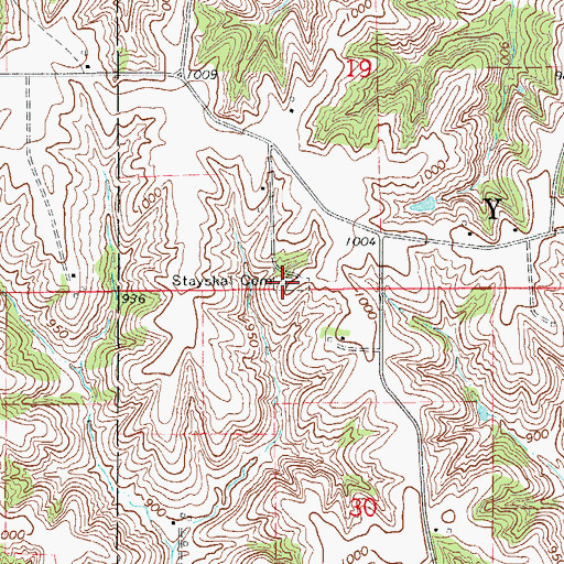 Topographic Map of Stayskal Cemetery, IA