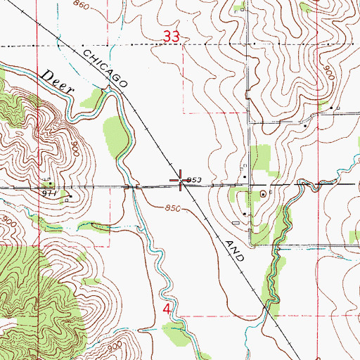 Topographic Map of Site of Former Monticello Historical Marker, IA