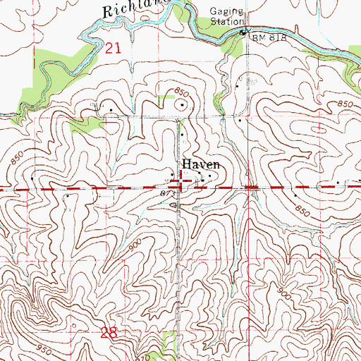 Topographic Map of Site of Former Haven Historical Marker, IA