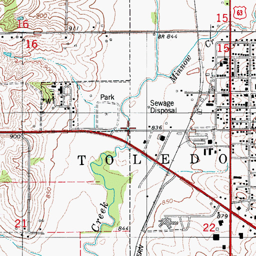 Topographic Map of Toledo Bridge, IA