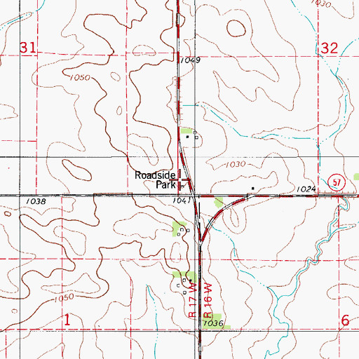 Topographic Map of Beaver Roadside Park, IA