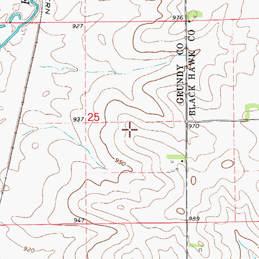 Topographic Map of Bois D'Arc Post Office (historical), IA