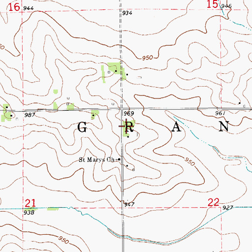 Topographic Map of Kingsbury Post Office (historical), IA