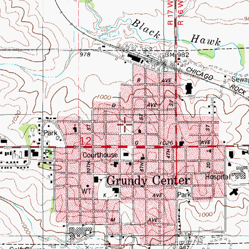 Topographic Map of Grundy Center Police Department, IA