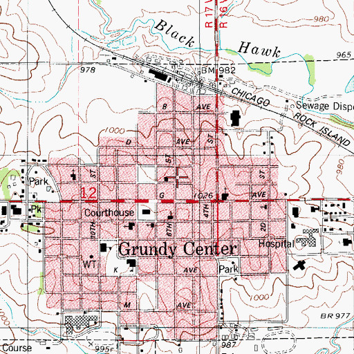 Topographic Map of Grundy Center Fire Department, IA