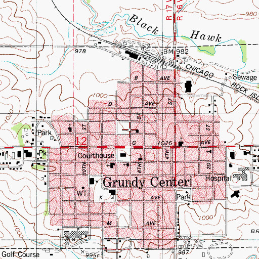 Topographic Map of Grundy City Hall, IA