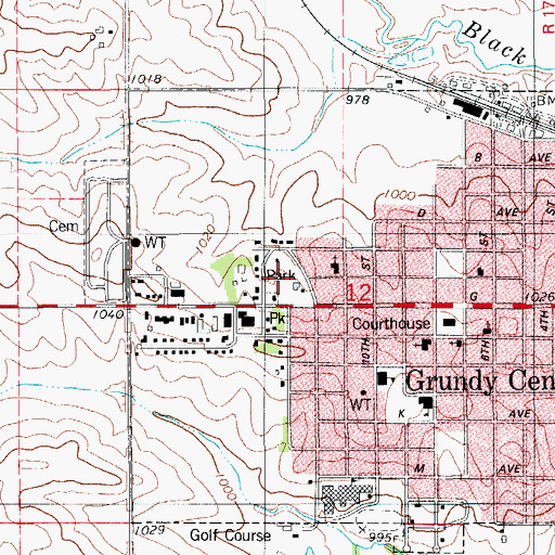 Topographic Map of Orion Park, IA