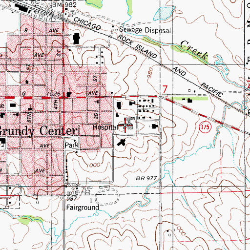 Topographic Map of Grundy Medical Center, IA