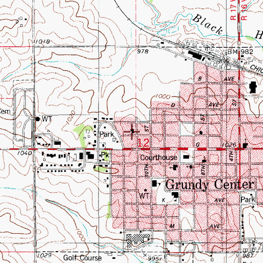 Topographic Map of Lutheran Church, IA