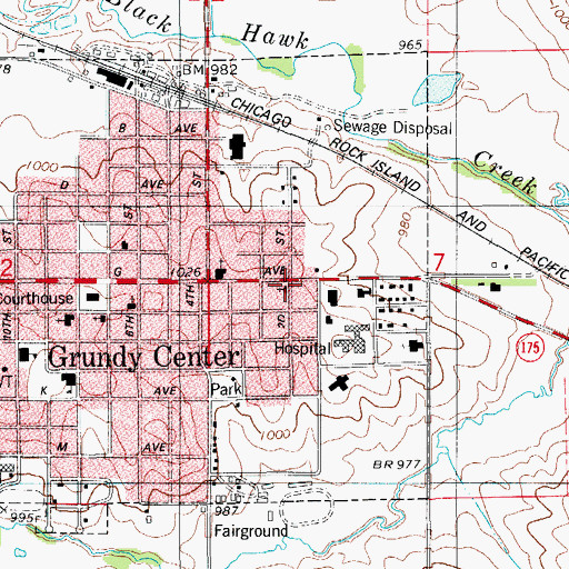 Topographic Map of Sacred Heart Catholic Church, IA