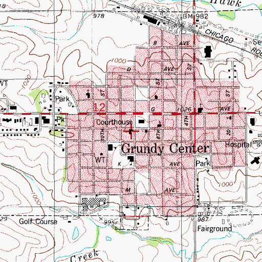 Topographic Map of First Presbyterian Church, IA