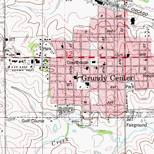Topographic Map of Grundy Center Elementary School, IA
