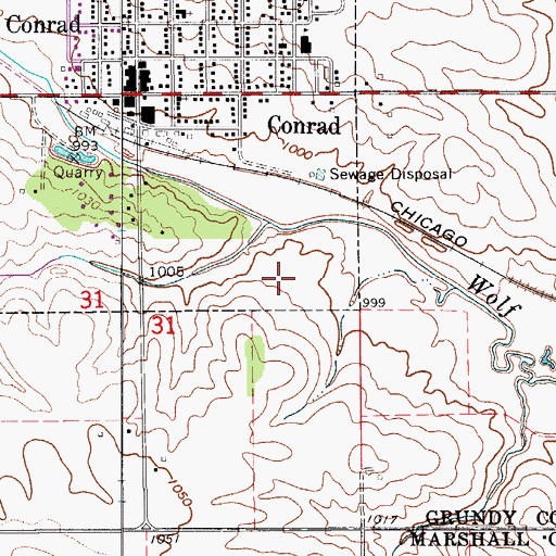 Topographic Map of Oakwood Golf Course, IA