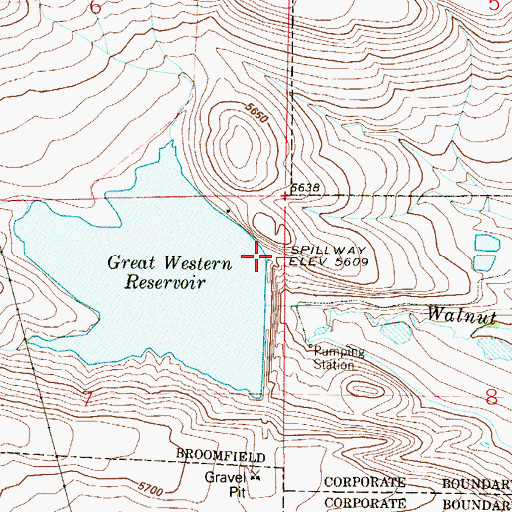 Topographic Map of Great Western Dam, CO