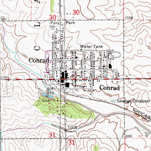 Topographic Map of Conrad Heritage Hall, IA