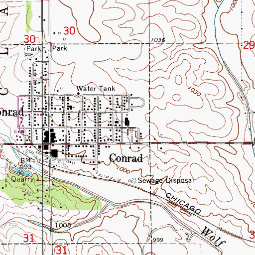 Topographic Map of BCLUW High School, IA