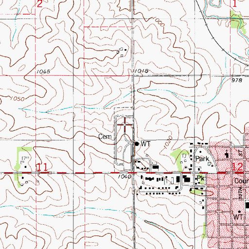 Topographic Map of Sacred Heart Cemetery, IA
