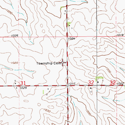 Topographic Map of Grant Township Cemetery, IA