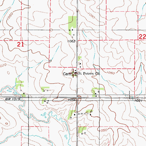 Topographic Map of Saint Peter's Evangelical Cemetery, IA