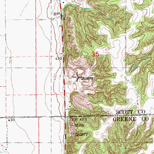 Topographic Map of Thomas Quarry, IL