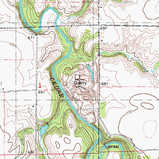 Topographic Map of Monmouth Quarry, IL