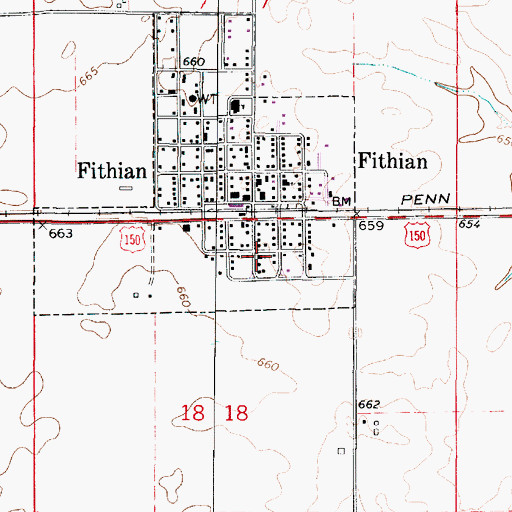 Topographic Map of Fithian United Methodist Church, IL
