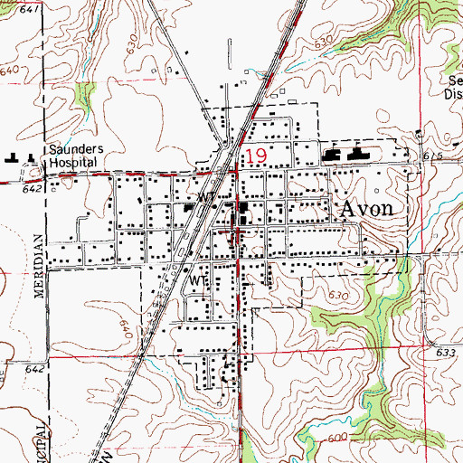 Topographic Map of Avon Public Library, IL