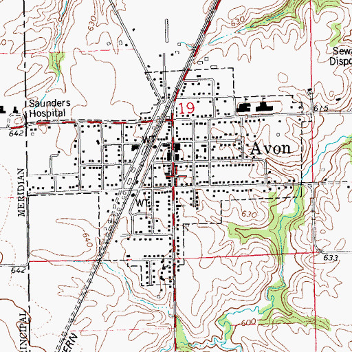Topographic Map of First Baptist Church of Avon, IL