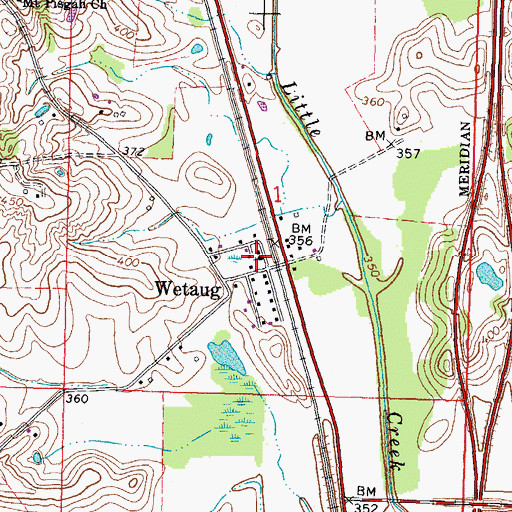 Topographic Map of Wetaug Church of Christ, IL