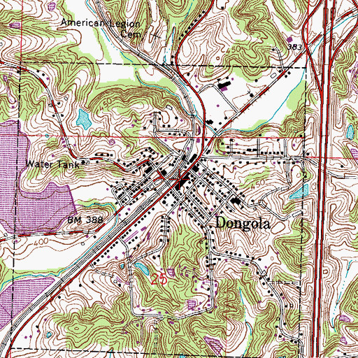 Topographic Map of Dongola Public Library, IL
