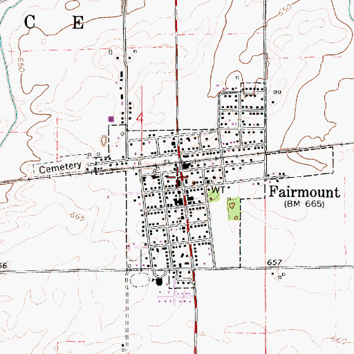 Topographic Map of Fairmount Post Office, IL