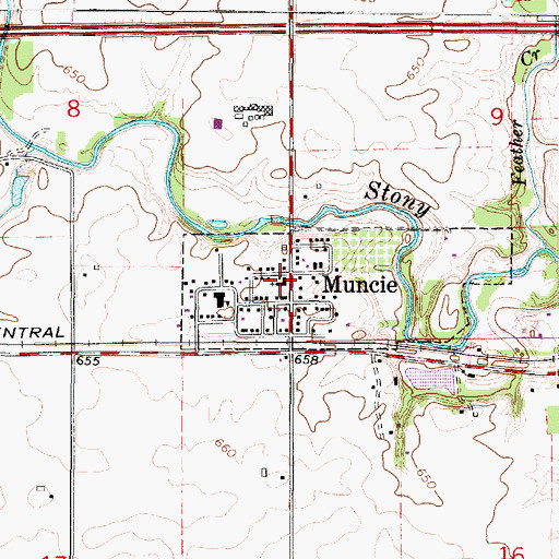 Topographic Map of Muncie Baptist Church, IL