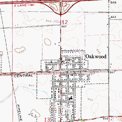 Topographic Map of Oakwood United Methodist Church, IL