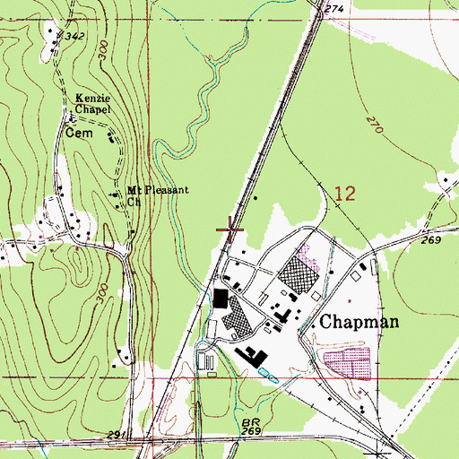 Topographic Map of Chapman Depot (historical), AL