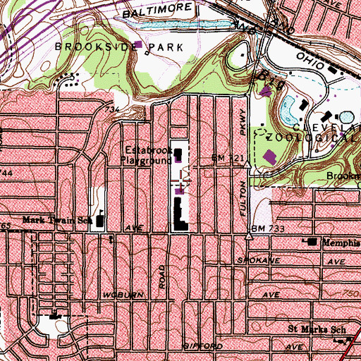 Topographic Map of Eastbrook Playground, OH