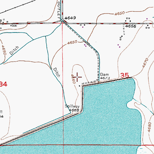 Topographic Map of Lower Latham Dam, CO
