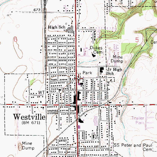 Topographic Map of Saint Marys Church, IL