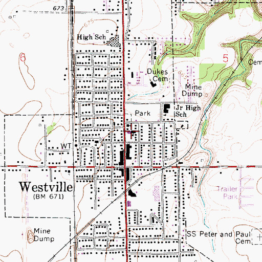 Topographic Map of Saint Marys Church Grade School, IL