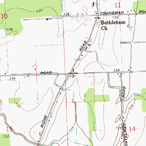 Topographic Map of Adams Ridge Post Office (historical), OH