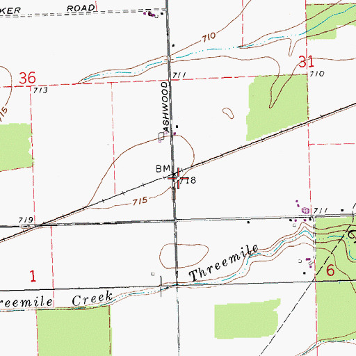 Topographic Map of Ashwood Post Office (historical), OH