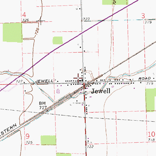Topographic Map of Jewell Post Office, OH