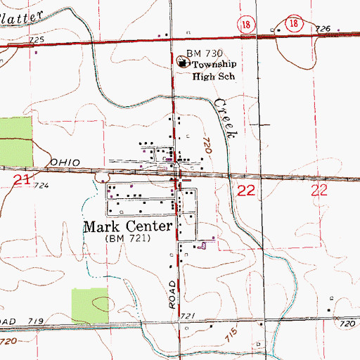 Topographic Map of Mark Center Post Office, OH